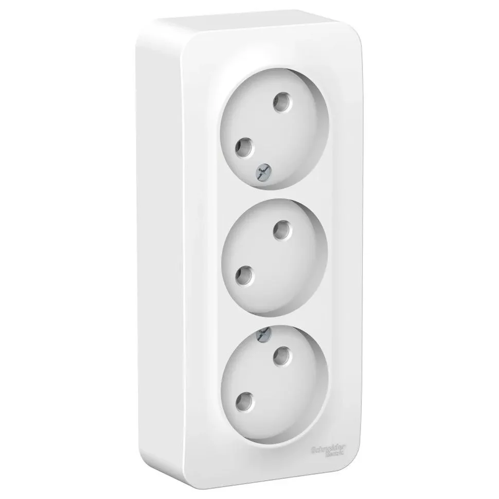 Розетка 3-м ОП Blanca 16А IP20 250В без заземления без защ. шторок с изолир. пластиной белый SE BLNRA000311