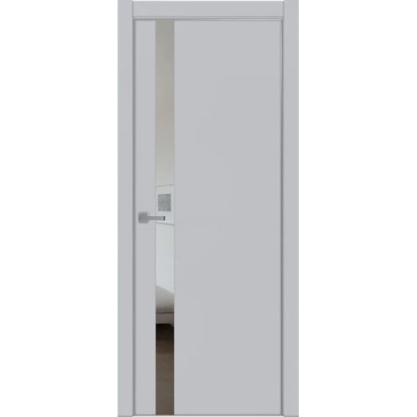 Дверь UBERTURE TAMBURAT Модель 4104 стекло зеркало GREY, манхеттен,&#160;кромка AL мат.хром 70
