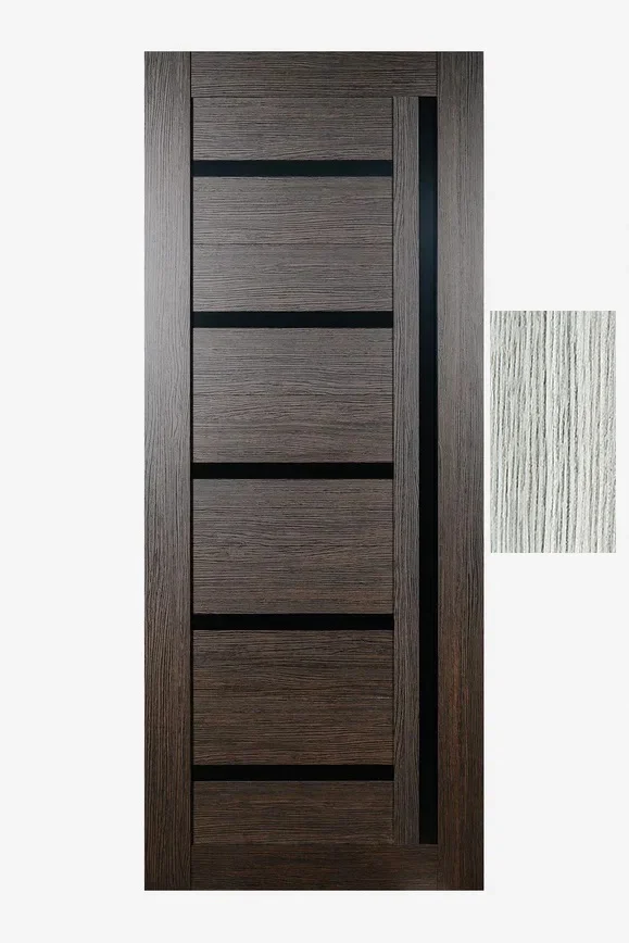 Дверь ТЕРРИ №03 Дана экошпон ДУБ дымчатый ЧЕРНОЕ стекло 80