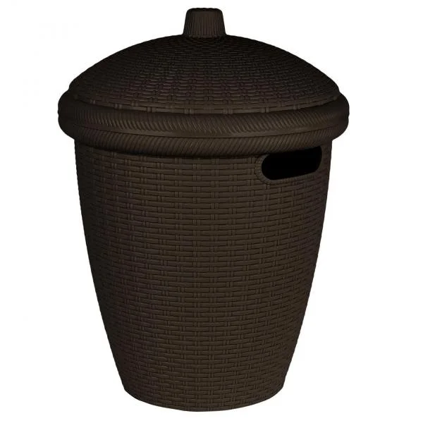 Корзина для хранения Keeplex Rattan со съемной крышкой 30л круглая 38х38х50,7см темный каштан