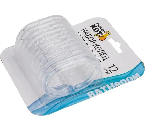 Набор колец для шторы в ванную, овальные, прозрачные, (12 шт)