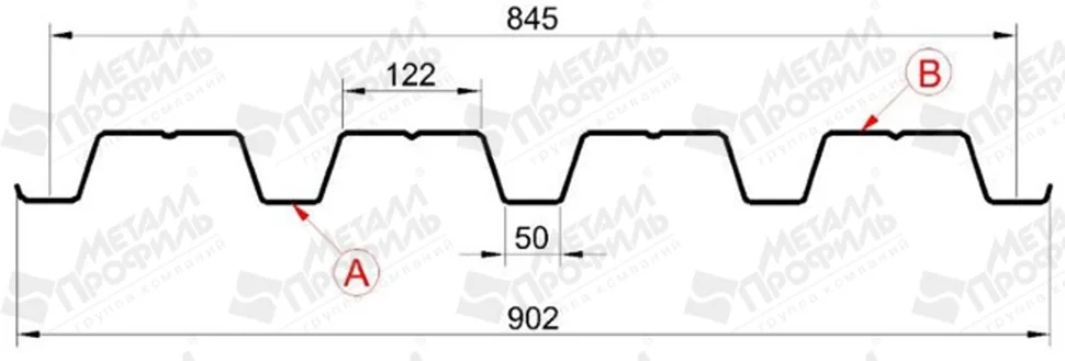 Профнастил "Металлпрофиль" Н-60(Тип), 0.8 мм, PE, RAL **(Тип), 0.902 * м2