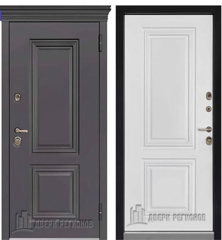 Дверь мет. REGIDOORS Гранит Термо 960х2050 "Л" Горький шоколад эмаль/МДФ эмаль белая (16мм)