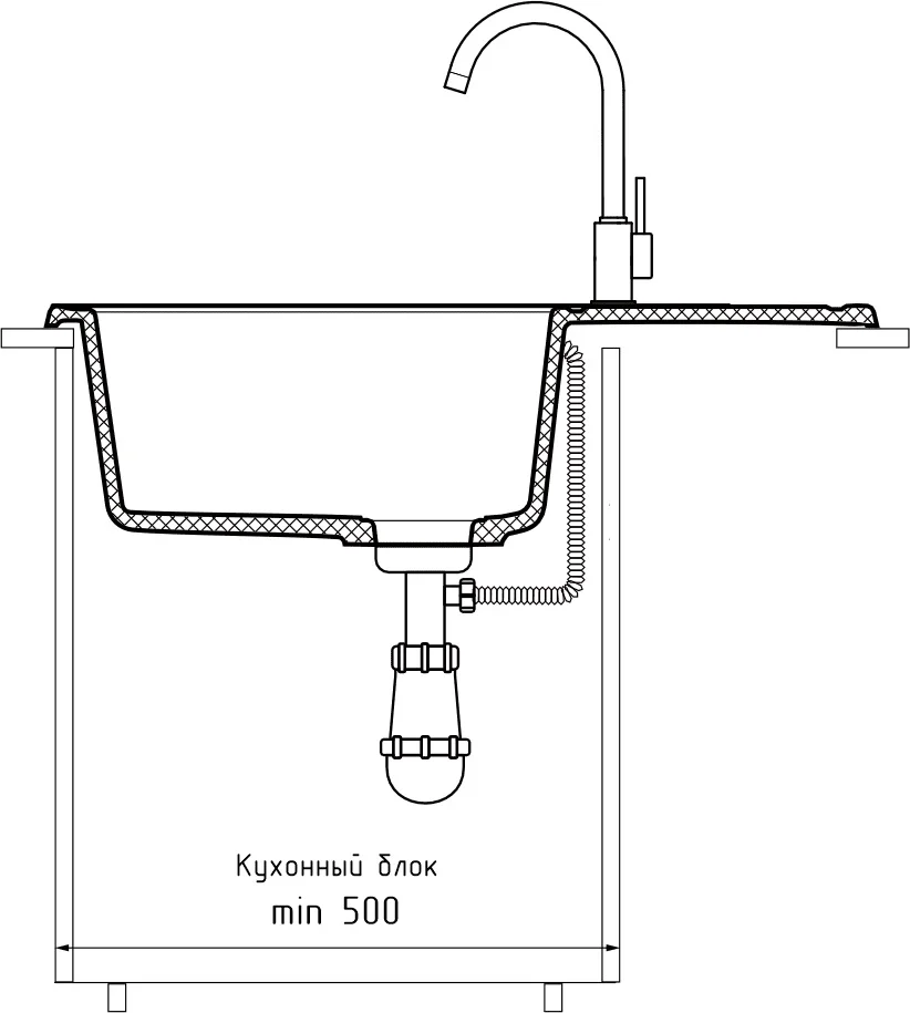 Мойка мрамор ЭкоМ М-685 1 чаша+крыло 683*433мм цвет бежевый арт. М-685.328