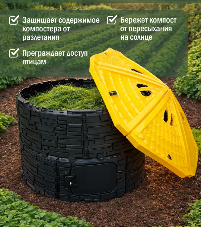 Крышка компостера «Бастион» с фиксаторами, желтая