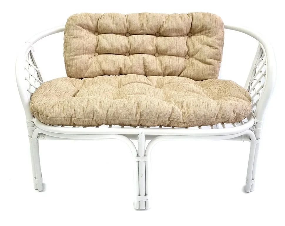Диван БАГАМА с простой подушкой бежевой шенилл, белый