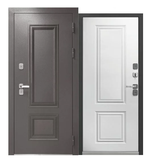 Дверь мет. FERRONI TERMO 2 860х2050 "Пр" Металл букле антрацит/эмалит белый МДФ (с терморазрывом)