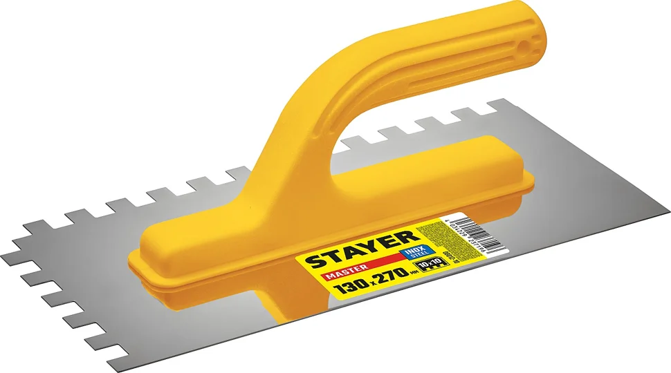 Гладилка штукатурная 10х10 мм, 130х270мм, Stayer Professional