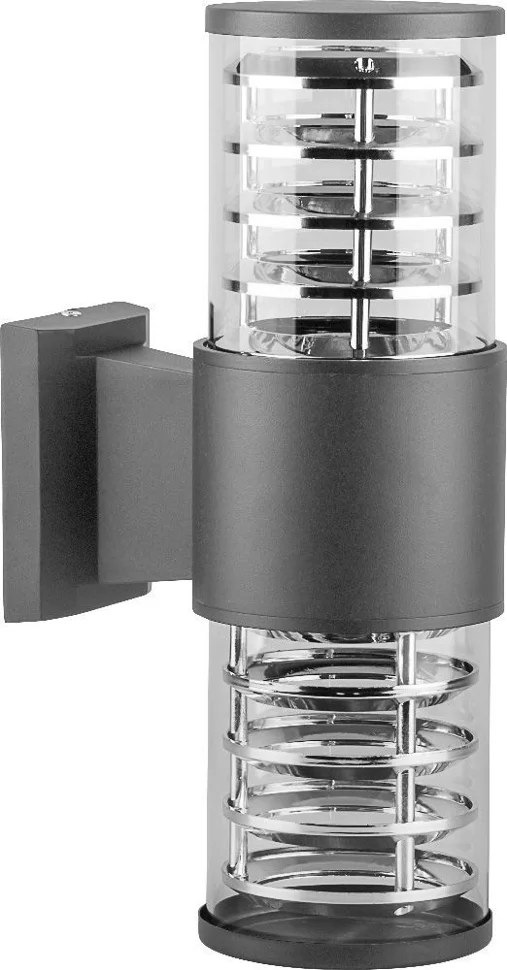 Фонарь уличный Feron DH0802, 60W 230V 2*E27 серый (на стену)