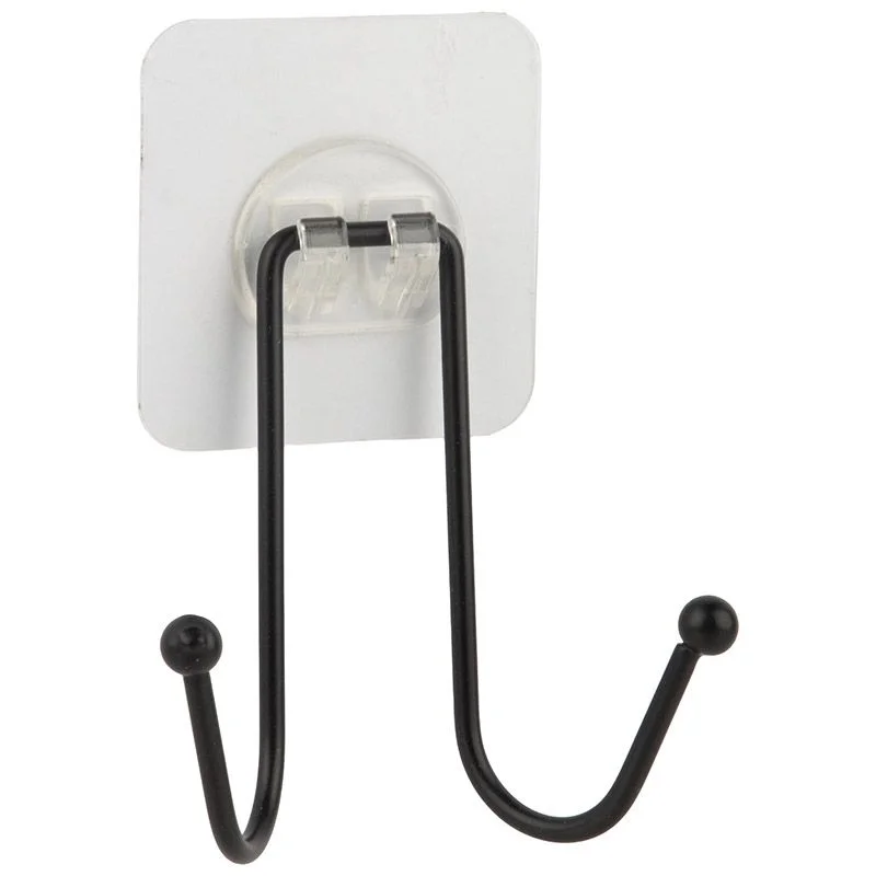 Крючок двойной BLACK (крепление: самоклеящаяся основа)