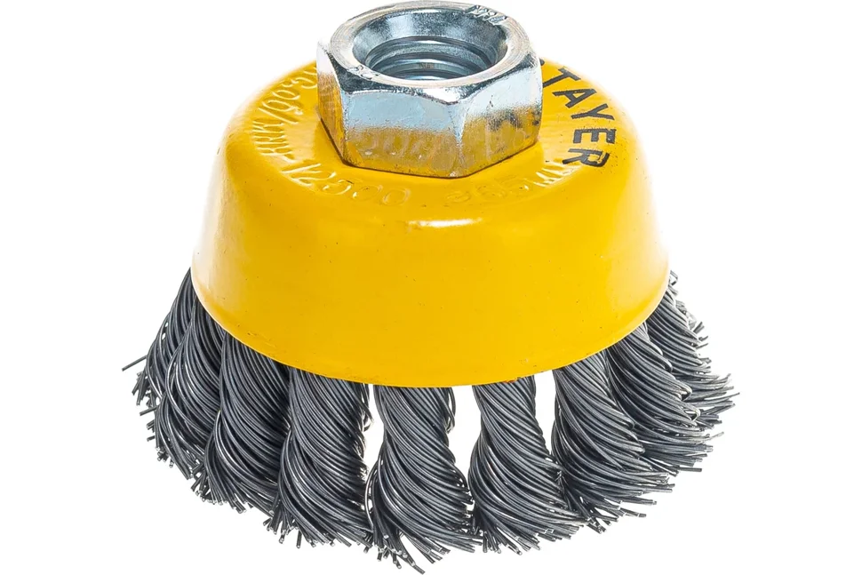 Щетка чашеобразная для УШМ 65мм, М14, плетёные пучки проволоки 0,5мм, STAYER "MASTER"