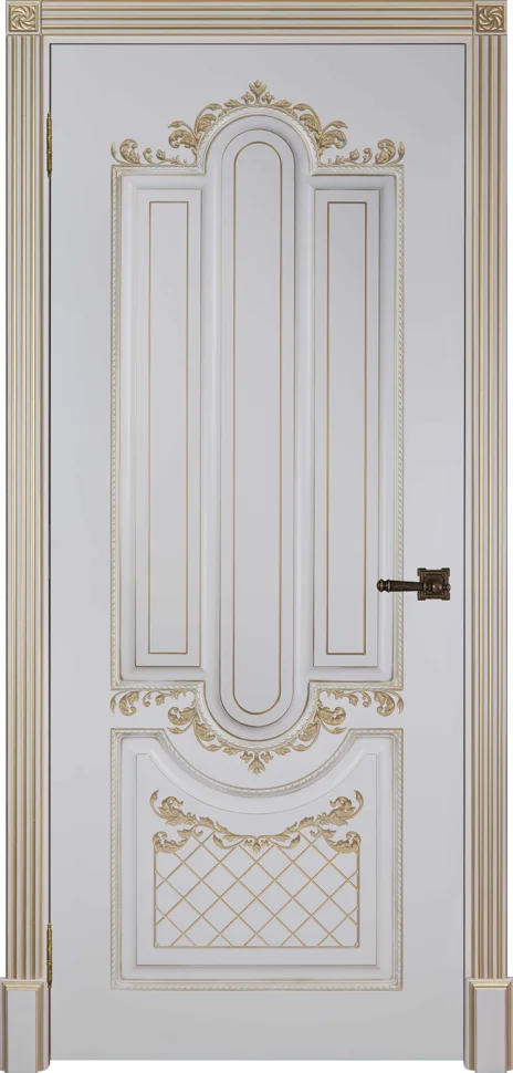 Дверь ДВЕРИ РЕГИОНОВ Александрия 2 глухая 90, эмаль слоновая кость с патиной золото