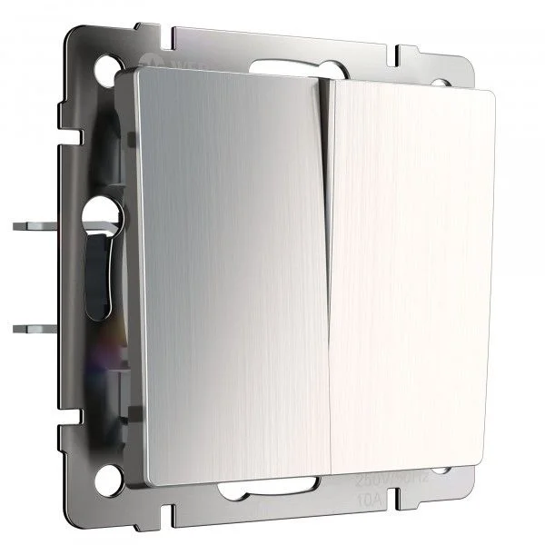 Выключатель двухклавишный СП Werkel, глянцевый никель, WL02-SW-2G, W1120002*