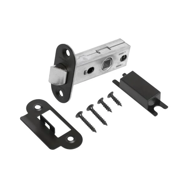 Защелка дверная АЛЛЮР АРТ L45-8-R BL матовый черный B2B пакет планка 25мм