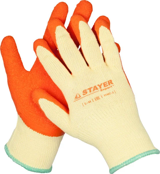 Перчатки рабочие STAYER "EXPERT" с рельефным латексным покрытием, 10 класс, L-XL