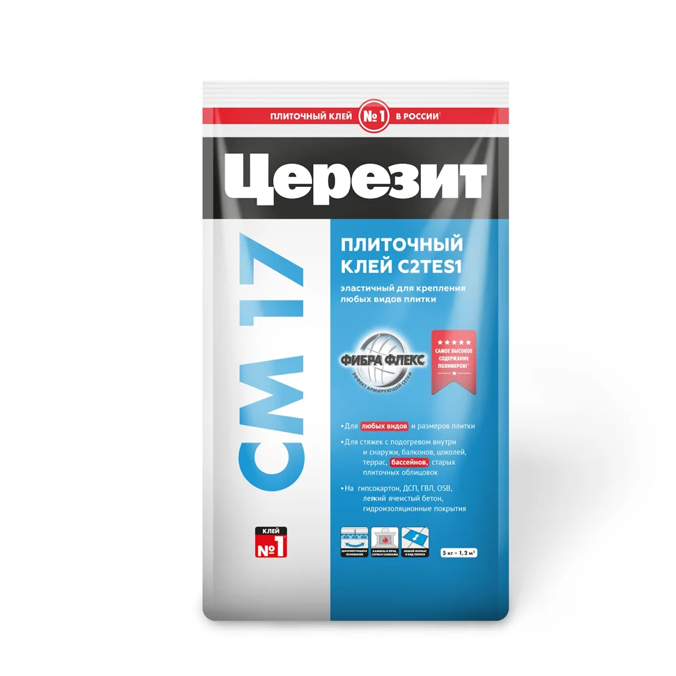 Клей плиточный CERESIT CM 17 суперэластичный 5 кг