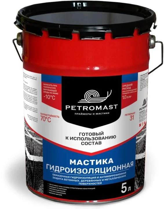 Мастика PETROMAST 31 гидроизоляционная 5л