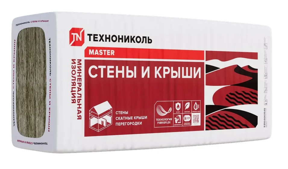 Утеплитель ТехноНиколь П34 Стены и крыши 100*610*1000 (в упаковке 4 плиты, 0,244 м3 &#8211; 2,44 кв.м), 44 упак на поддоне