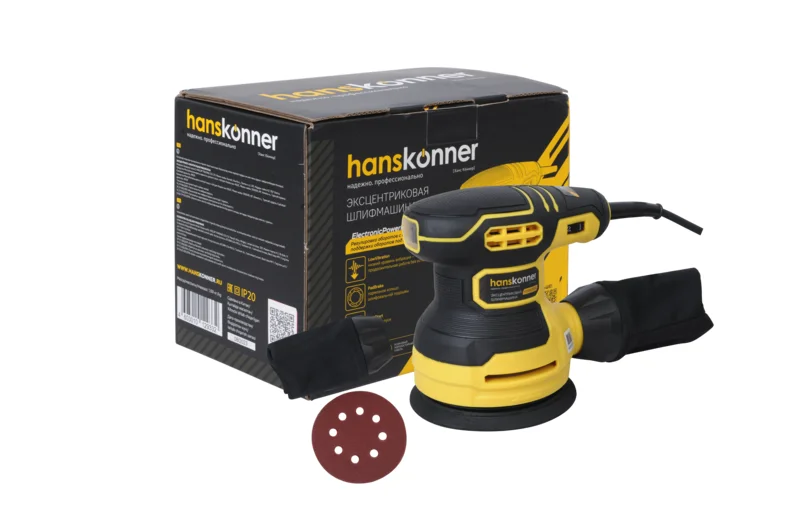 Шлифмашина эксцентриковая Hanskonner, 350Вт, 125мм, 4000-12000об/мин