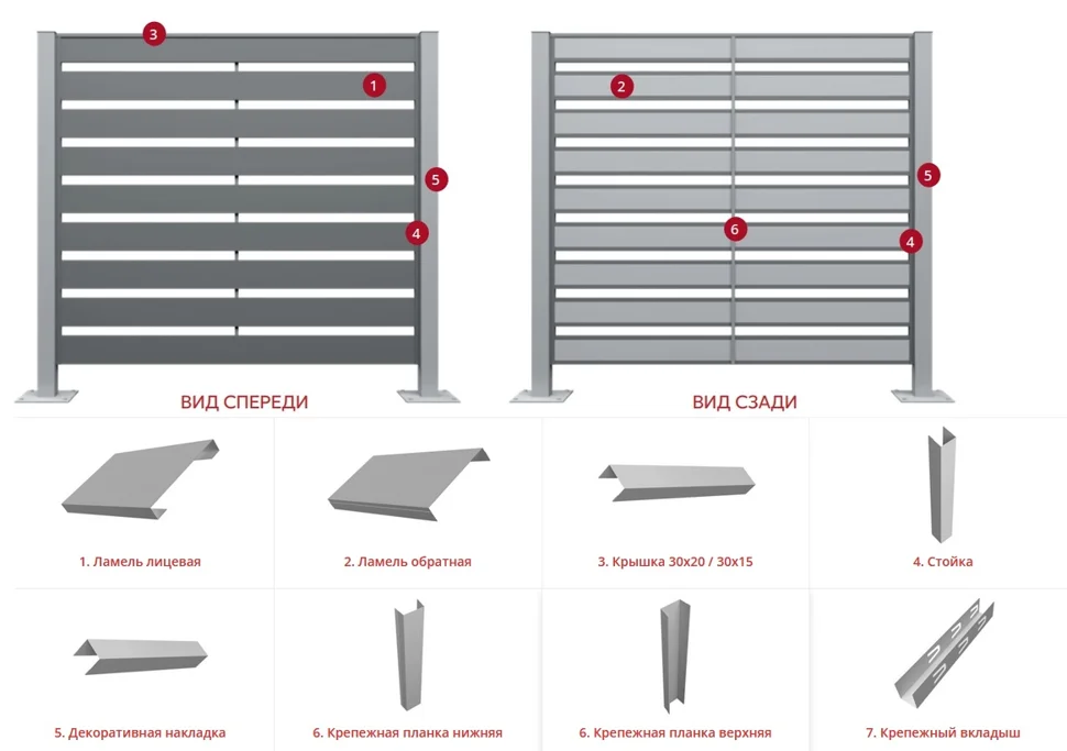 Забор-жалюзи крепежная планка нижняя Texas, Satin RAL **, 0.5 мм, длина 2,5м
