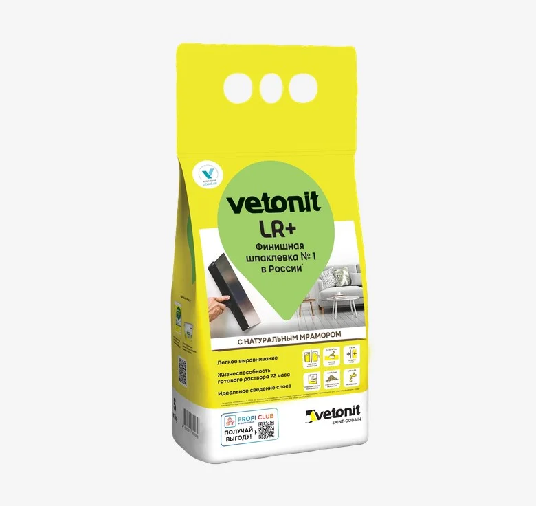 Шпаклевка полимерная VETONIT LR+ финишная БЕЛАЯ 5 кг