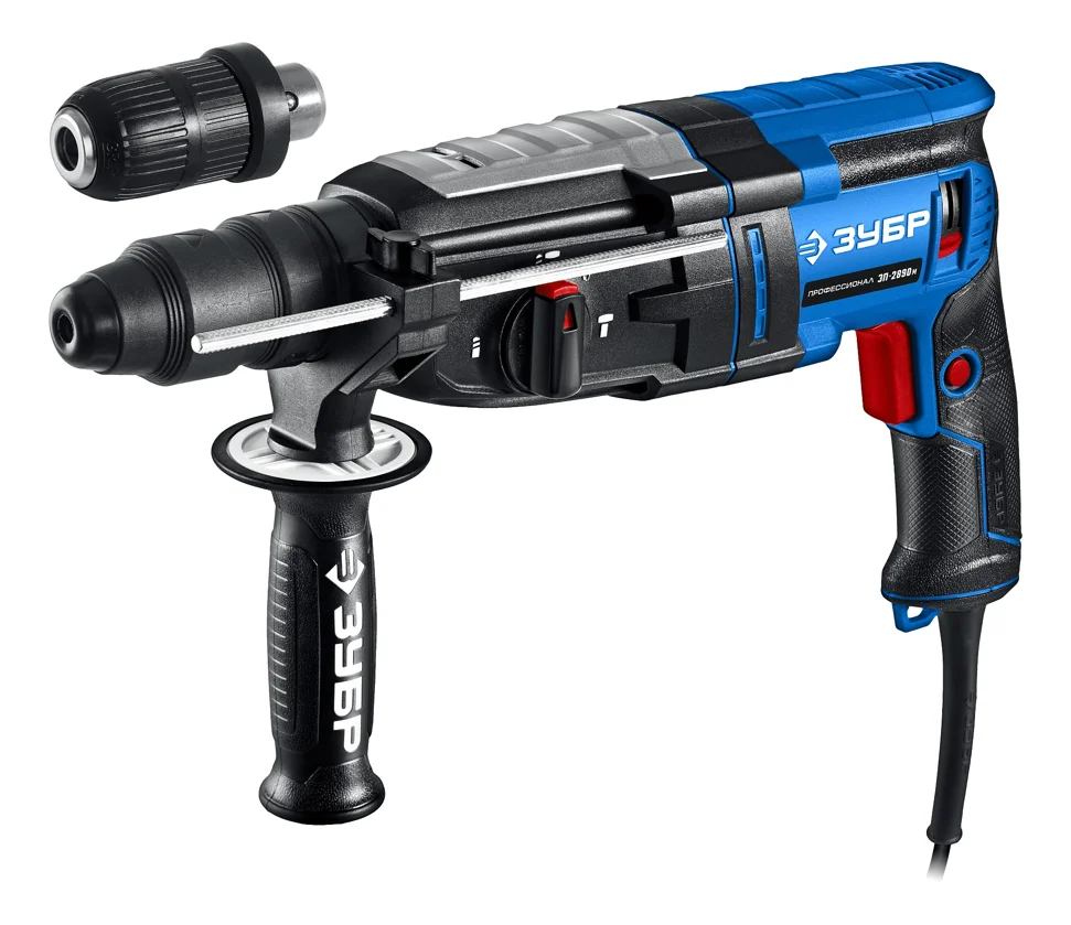 Перфоратор ЗУБР SDS Plus + БЗП, 28 мм, 900 Вт, мет. корпус, серия Профессионал
