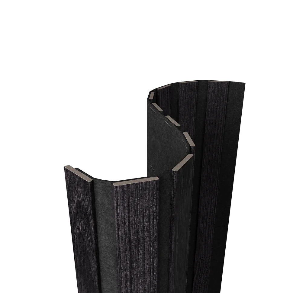 Панель акустическая гибкая ARTIVA flex №2, черный войлок, 2750х600х9мм, рейки МДФ 40х6мм, ясень дымчатый