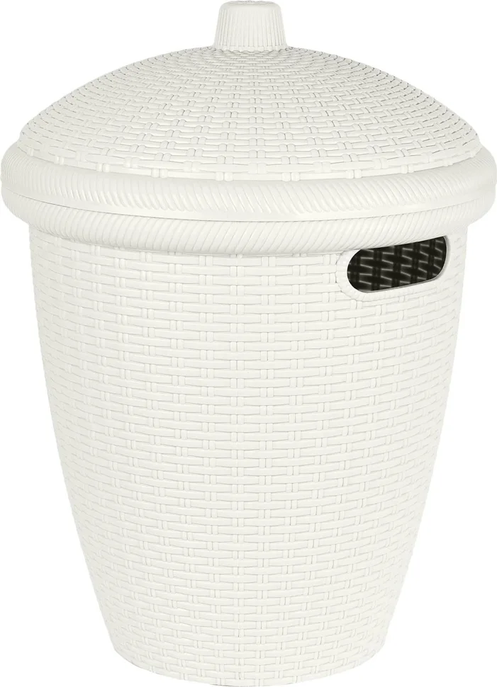Корзина для хранения Keeplex Rattan со съемной крышкой 30л круглая 38х38х50,7см белое облако