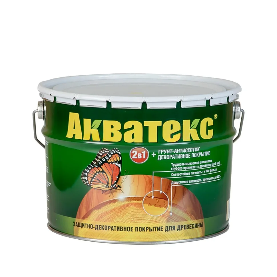 Основа алкидная Акватекс 2 в 1 - венге 10л УФ-защита, влажн. древесина 40%