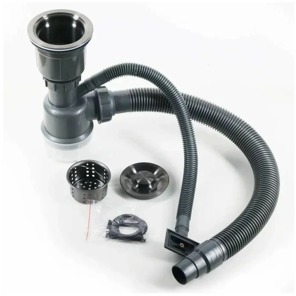 Мойка нержавеющая FABIA PROFI врезная, 50х50 (3 мм), глубина 220 мм, ГРАФИТ, ДИЗАЙН, большой сифон с переливом, корзиной и ковриком