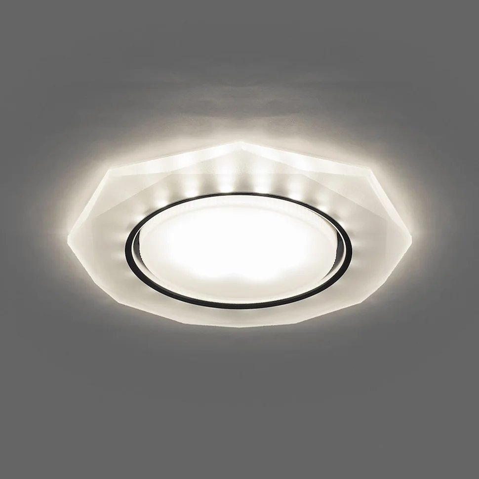 Светильник точечный Feron CD5021 со светодиодной подсветкой 20LED*2835 SMD 4000K, 15W GX53, белый матовый, с драйвером