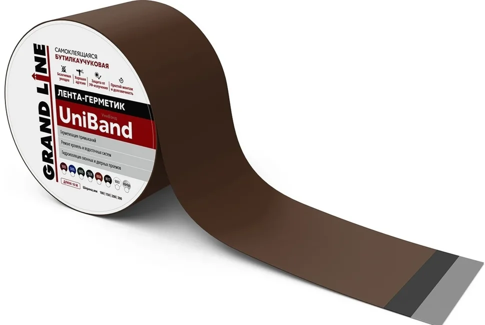 Лента герметизирующая Grand Line UniBand самоклеящаяся RAL 8017 коричневая 3м*5см