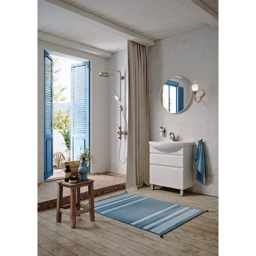 Комплект Aqwella: тумба Rodos 600х850х314 мм напольная, цвет белый с раковиной Элеганс 650