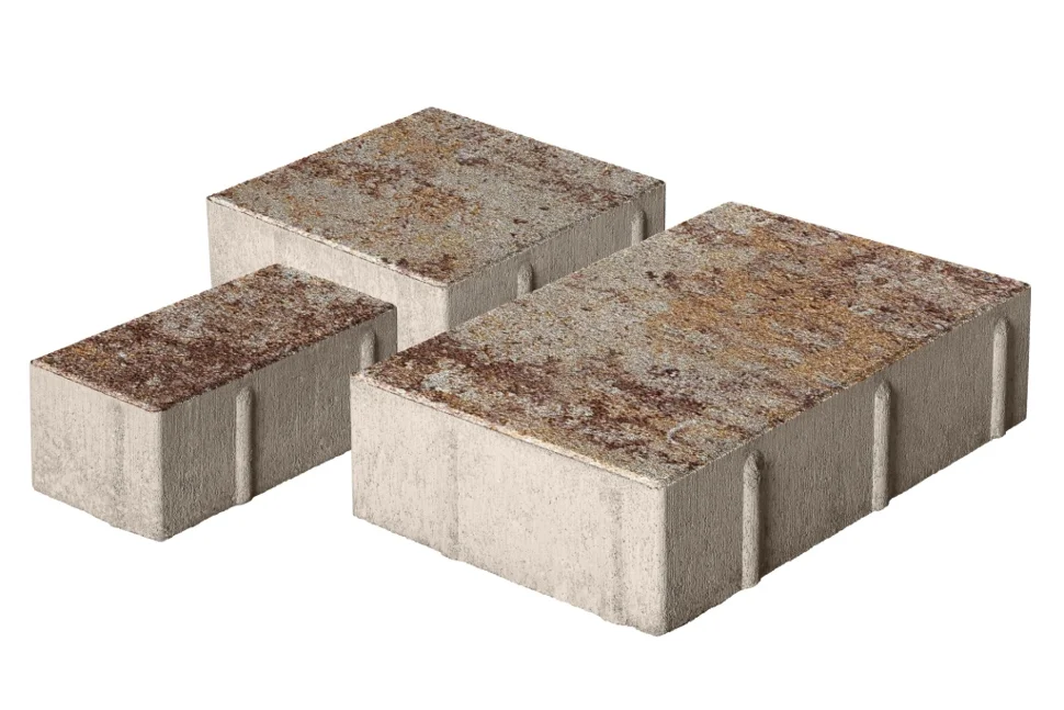 Плитка тротуарная Новый город Хаски (3 элем.80*160*44, 160*160*44, 240*160*44) Color mix верхний прокрас, белый цемент СИЯН(11,929 м2/поддон-16рядов)