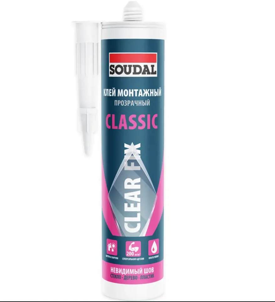 Клей монтажный каучуковый бесцветный СОУДАЛ CLEAR FIX CLASSIC 280 мл