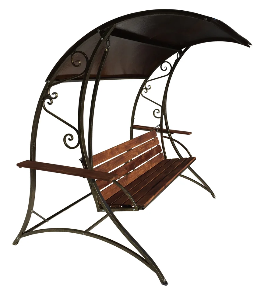 Качели садовые "Трио" (2,1*1,5), сиденье - 1,76 метра БЕЗ ПК (покрытые лаком)