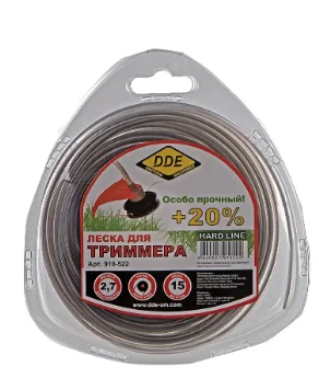 Леска в блистере 2,7мм 15м круг армированный, серый/красный,"Hard line", DDE