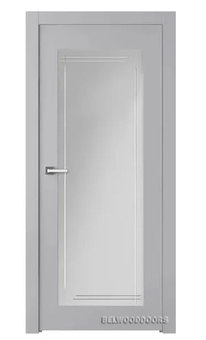 Дверь BELWOODDOORS "Кремона 1" стекло Мателюкс белый витраж 60 (21-7) эмаль светло - серый